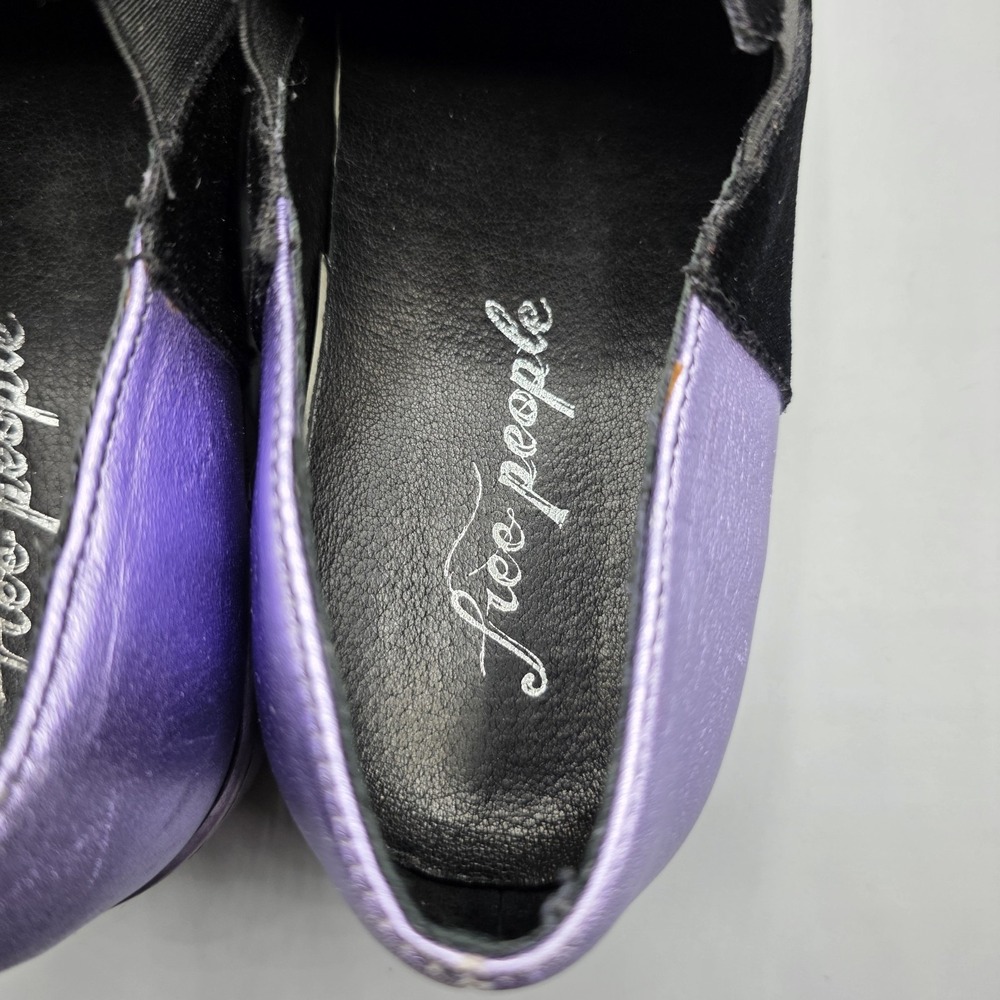 Free People Varsity Sneakers Womens 37 Black Velvet Purple Leather Metallic Shoe - Picture 12 of 15